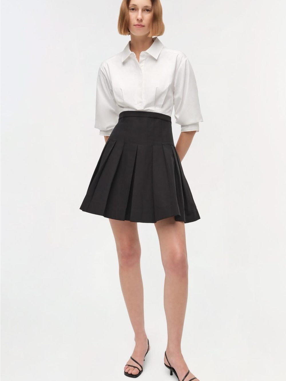 SIMKHAI Black and White Sinclair Cotton Mini Dress